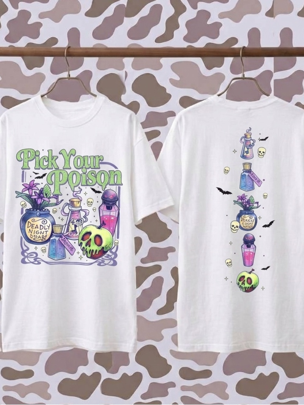 Pick Your Poison Potion Shirt, Halloween Fantasy Graphic Tee - White Unisex